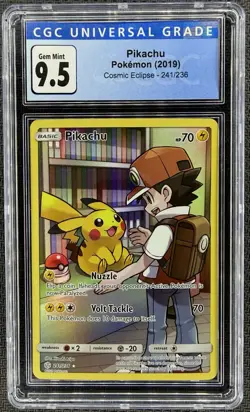 2019 Pokemon Cosmic Eclipse Pikachu Secret Rare Holo 241/236 CGC 9.5 Gem Mint - Image 1