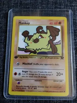 Pokemon TCG Mankey Team Rocket 61 Regular 1st Edition Common MINT CONDITION 1995 - Image 1