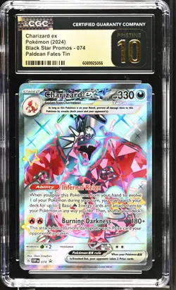 Charizard EX 074 Paldean Fates Tin Black Star Promos Pokemon CGC 10 Pristine - Image 1