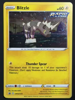 COSMOS HOLO 🌀 SWIRL Blitzle SWSH173 Pokemon Sword & Shield Black Star Promo LP - Image 2