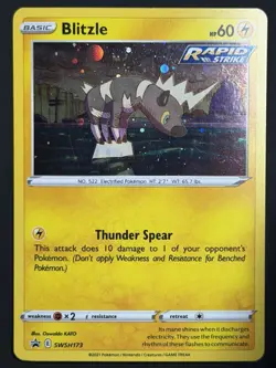 COSMOS HOLO 🌀 SWIRL Blitzle SWSH173 Pokemon Sword & Shield Black Star Promo LP - Image 4