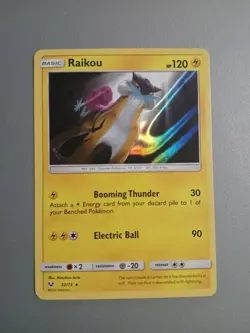 Raikou Pokemon Card TCG Sun & Moon Shining Legends 32/73 Holo Rare 2017 - Image 1