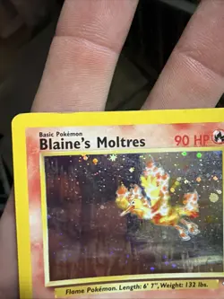 Pokemon Blaine's Moltres 001/132 Gym Heroes Holo Rare Basic 90 HP 2000 - Image 3