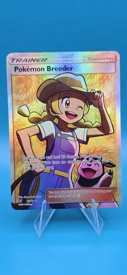 Pokemon Breeder 73/73 Shining Legends Holo Full Art Trainer Pokemon TCG Card/B1 - Image 1