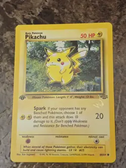 Pokemon Pikachu 60/64 Gold W Stamp 1st Edition Jungle Promo Card - Image 1