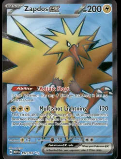 Pokemon Cards Zapdos ex 192/165 151 Ultra Rare NM - Image 1