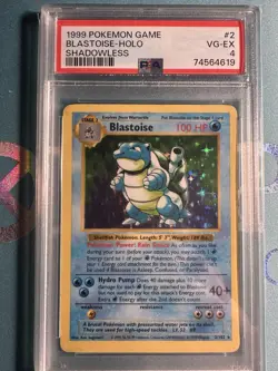 Pokemon Blastoise 2/102 Base Set Shadowless PSA 4 VG-EX - Image 1
