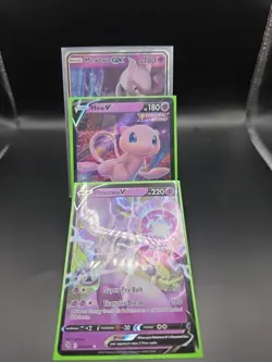 Pokemon TCG Mewtwo Gx, Mewtwo V, And Mew V 3 Card Rare Lot - Image 1