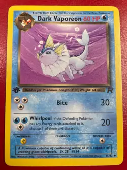 Dark Vaporeon 45/82 Team Rocket Regular First Edition Pokemon Card - Image 1