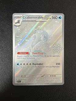 Pokemon TCG Crabominable 149/142 Stellar Crown Holiday Promo Snowflake Stamped - Image 1