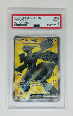 2025 POKEMON BLK EN-BLACK BOLT ULTRA RARE #158 ZEKROM EX PSA 9 - Image 1