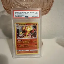 PSA 9 2018 Pokemon sun & Moon Magmorttar Holo Ultra Prism - Image 1