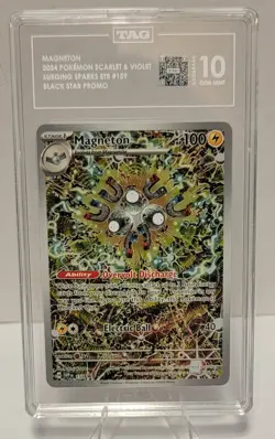 2024 Pokemon SV Surging Sparks ETB #159 Magneton Black Star Promo TAG 10 - Image 1