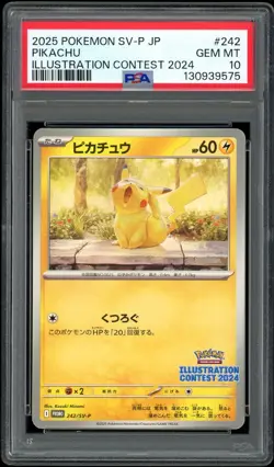 Pikachu Illustration Contest 2024 PSA 10 - 2025 Pokemon Japanese SV-P Promo #242 - Image 1