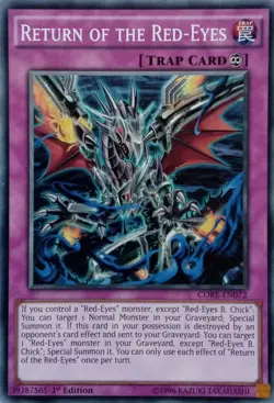 CORE-EN072 RETURN OF THE RED-EYES COMMON 1ST EDITION YuGiOh CARD - Image 1