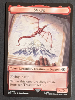 MTG Card - 1x Smaug Token - NM - Lord of the Rings: Tales of Middle Earth Dragon - Image 1