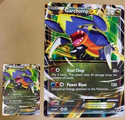 BOTH Pokemon XY09 Garchomp EX OVERSIZED Holo Promo Card and REGULAR Sized Card - Image 1