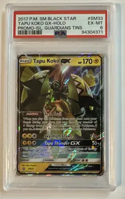2017 Pokemon SM TAPU KOKO GX Holo Black Star Pr. Island Guardians Tin SM33 PSA 6 - Image 1
