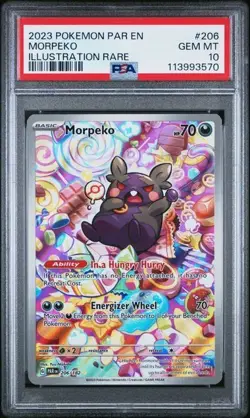 PSA 10 GEM MINT Pokemon Morpeko Paradox Rift Illustration Rare 206/182 - Image 1