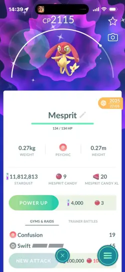 Pokemon Go Legendary Shiny Mesprit - Image 1