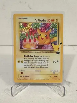 POKEMON TCG BIRTHDAY PIKACHU 24 BLACK STAR PROMO HOLO NM CELEBRATIONS - Image 1