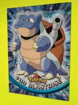 POKEMON Topps Card #09 BLASTOISE Non Holo Blue Logo LP/EX TV Animation 1999 - Image 2