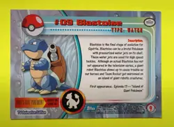 POKEMON Topps Card #09 BLASTOISE Non Holo Blue Logo LP/EX TV Animation 1999 - Image 3