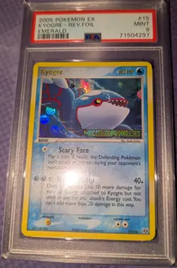 Pokemon 2005 EX Emerald Kyogre 15/106 Reverse Holo Rare PSA 9 MINT STAMPED - Image 1