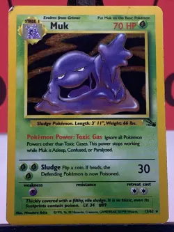 Muk 13/62 Fossil WOTC Pokemon TCG Holo Rare 1999 MP - Image 3