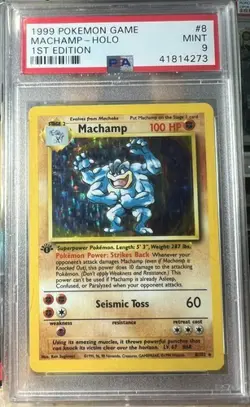 Machamp Holo 8/102 1st Edition Game Pokemon PSA 9 - Image 1
