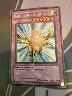 Yugioh Gaia the Dragon Champion LOB-125 Secret Rare Unlimited Ultra Misprint DMG - Image 2