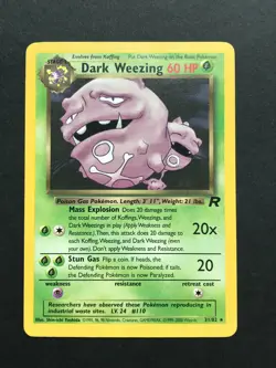 Dark Weezing 31/82 Team Rocket Rare - Vintage Pokemon Card WOTC 1999 - Played - Image 1