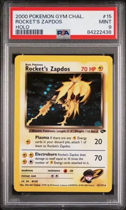 2000 POKEMON GYM CHALLENGE HOLO #15 ROCKET'S ZAPDOS PSA 9 - Image 1