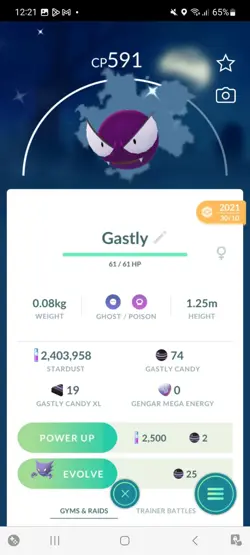 Pokemon Go Shiny Gastly - Image 1