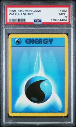 1999 POKEMON BASE SET UNLIMITED #102 WATER ENERGY PSA 9 - Image 1