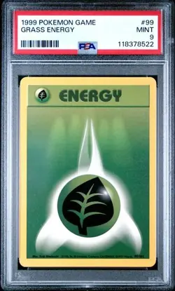 1999 POKEMON GAME #99 GRASS ENERGY PSA 9 MINT BASE SET UNLIMITED - Image 1