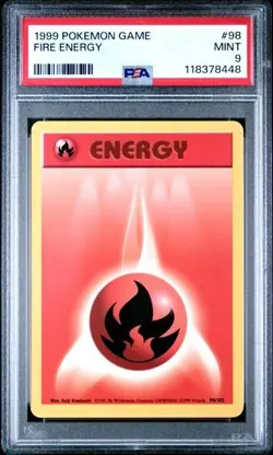 1999 POKEMON GAME #98 FIRE ENERGY PSA 9 MINT BASE SET UNLIMITED - Image 1
