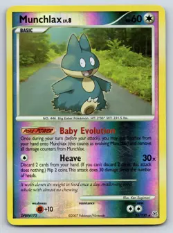 Munchlax 33/130 Rare Diamond & Pearl Pokemon Reverse Holo Moderately Played - Image 1