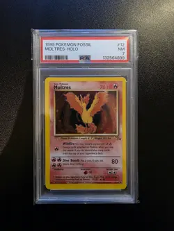Moltres 12/62 Fossil Holo Rare Vintage Pokemon TCG WOTC PSA 7 - Image 1