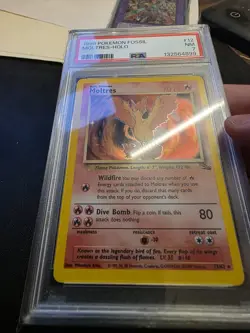 Moltres 12/62 Fossil Holo Rare Vintage Pokemon TCG WOTC PSA 7 - Image 2