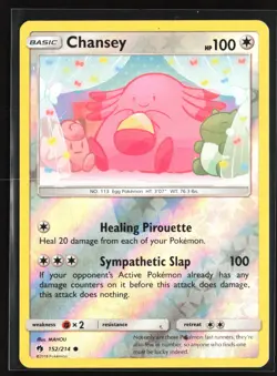 Pokemon TCG - Chansey Reverse Holo Common SM - Lost Thunder 152/214 NM - Image 1