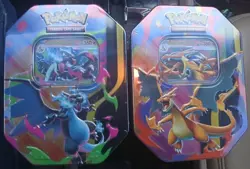 Pokemon TCG Mega Charizard X + Y ex Sealed Tin Bundle Lot Set Of 2 - Image 1