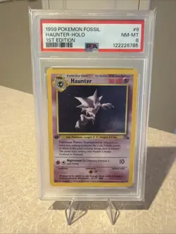 1999 POKEMON FOSSIL 1ST ED #6 HAUNTER-HOLO PSA 8 - Image 1