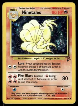 Pokemon Cards Ninetales 13/130 Base Set 2 WOTC Holo Rare LP - Image 1