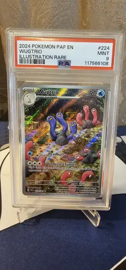 2024 Pokemon Paldean Fates Wugtrio Illustration Rare #224 PSA 9 - Image 1