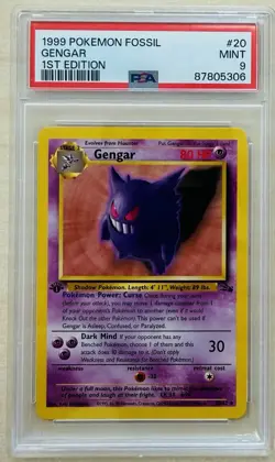 1999 POKEMON FOSSIL 1ST EDITION #20/62 GENGAR PSA 9 MINT - Image 1