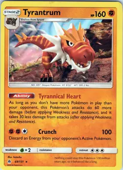 Tyrantrum 69/131 - Pokemon TCG Sun & Moon: Forbidden Light - Holo Rare (NM) - Image 1