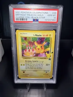 PSA 10 Pokemon Birthday Pikachu 24 Holo Black Star Promo Celebrations - Image 1
