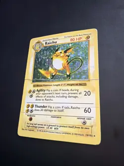 Pokemon TCG Raichu Holo Rare Shadowless Base Set 14/102 - Image 3