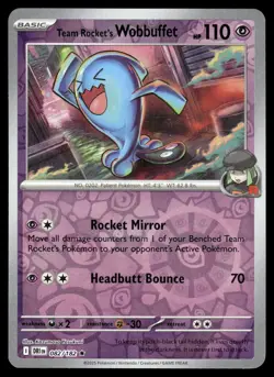 Team Rocket's Wobbuffet 082/182 Rare Destined Rivals Pokemon Reverse Holo NM - Image 1